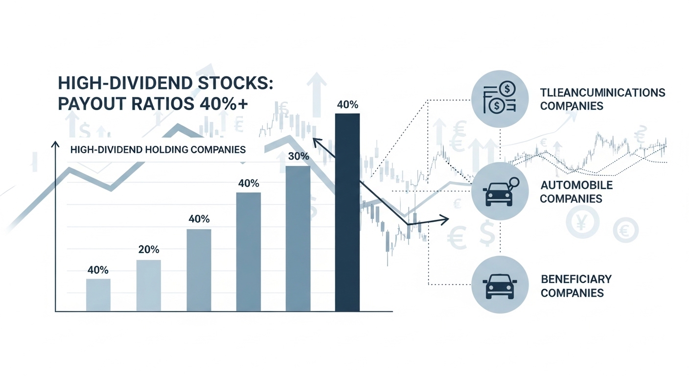 고배당주 요건 배당성향 40% 이상 금융지주 통신 자동차 수혜주 기업 아이콘 블루 그레이 투자 일러스트