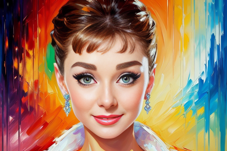 스테이블 디퓨전으로 생성한 오드리 헵번, Leonid Afremov 스타일