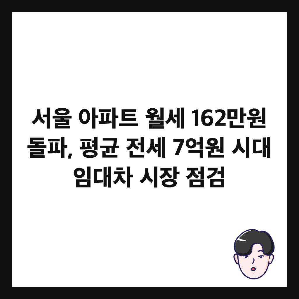 서울 아파트 월세 162만원 돌파, 평균 전세 7억원 시대 임대차 시장 점검 썸네일