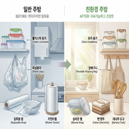 주방 친환경 습관, 플라스틱 줄이고 지속 가능하게 쓰는 법