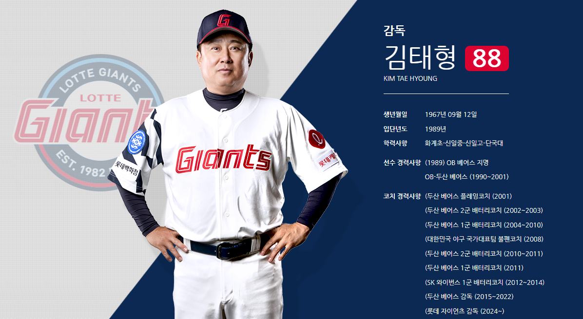 롯데자이언츠 김태형 감독_공식홈페이지