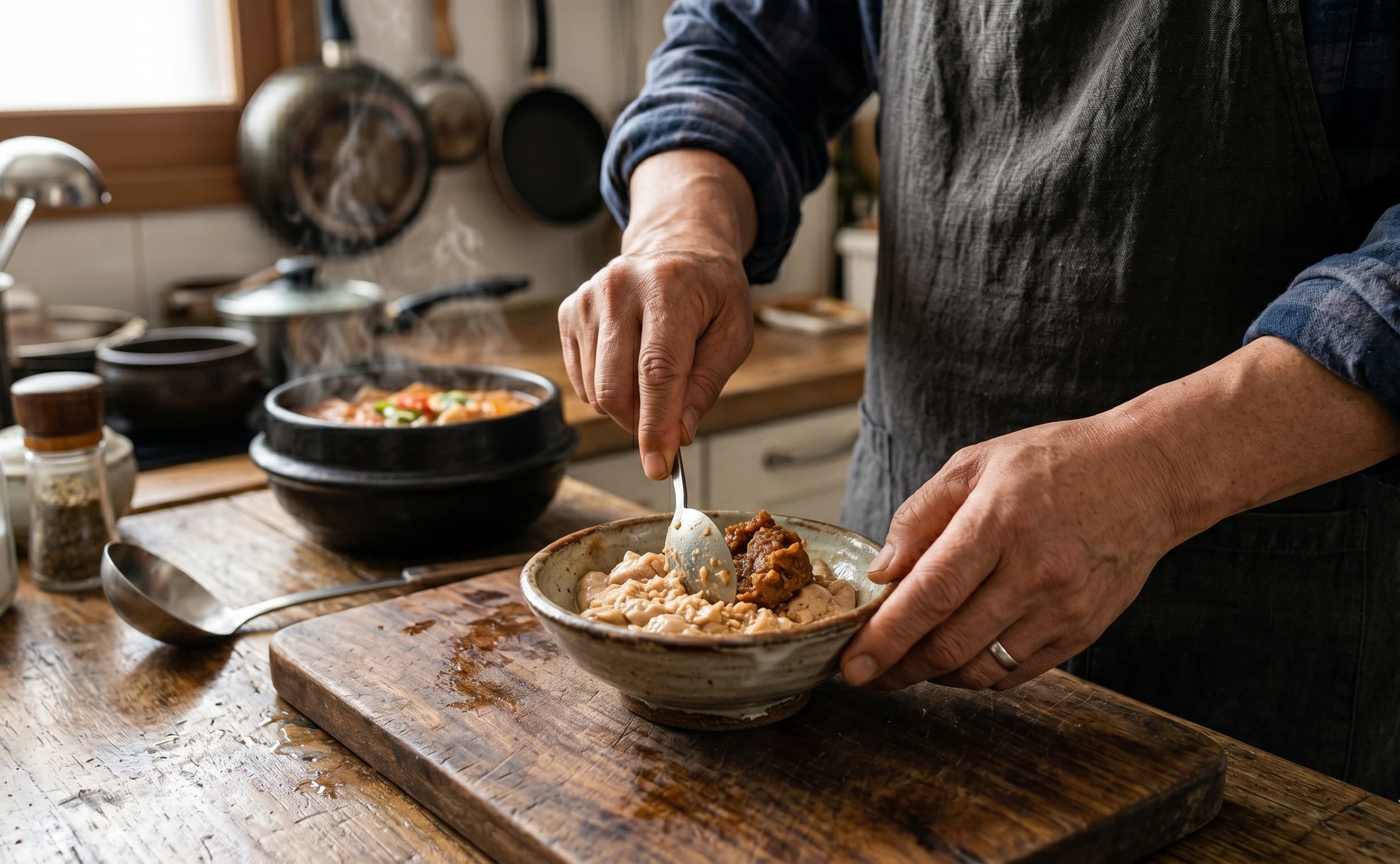 동태찌개 맛의 핵심인 동태애를 된장을 넣고 버무려서 넣으면 동태찌개의 상위 버전인 동태애탕이 됩니다.