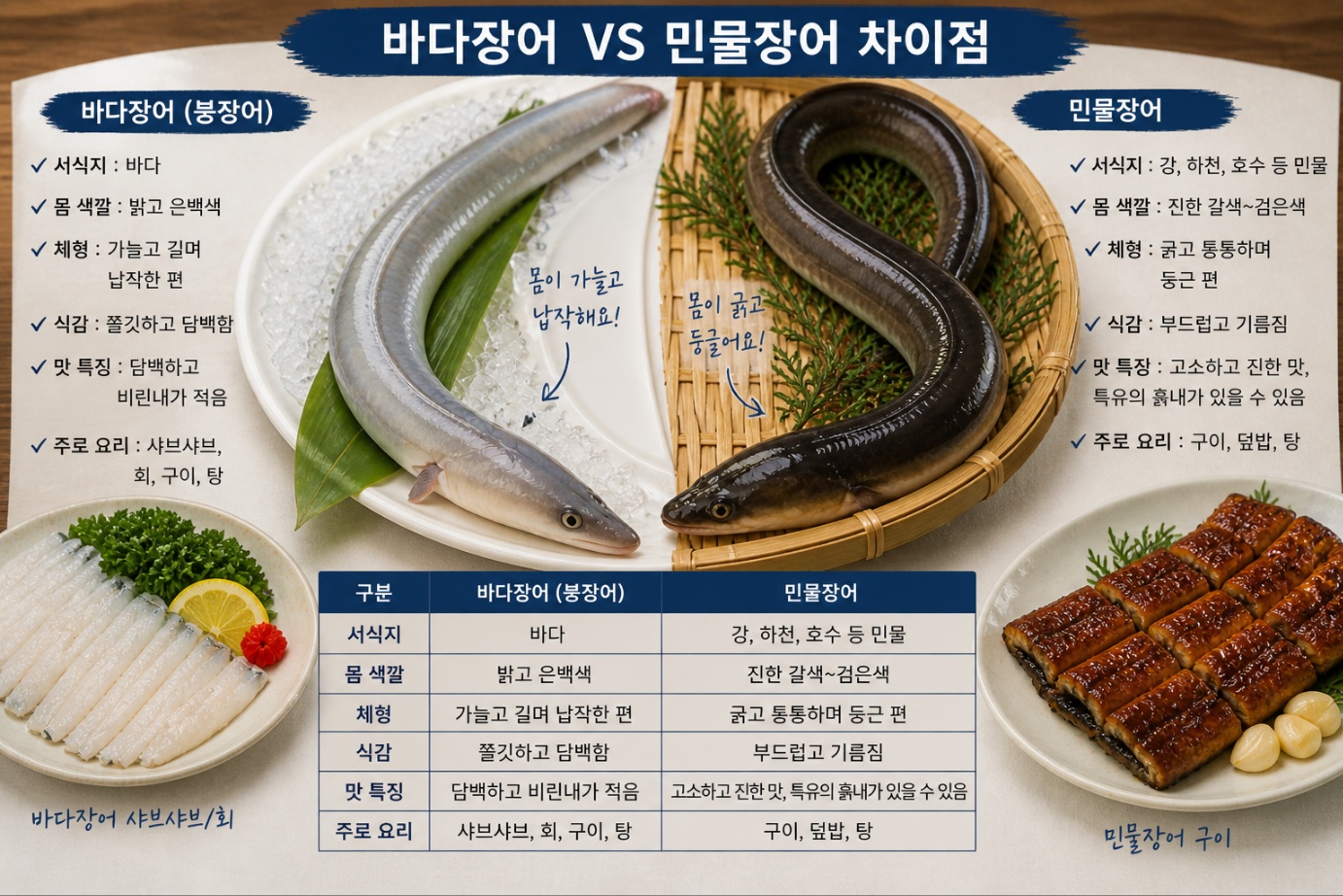 바다장어와 민물장어 차이점 바다장어샤브샤브 만드는법 민물장어구이 만드는법 자세히 정리