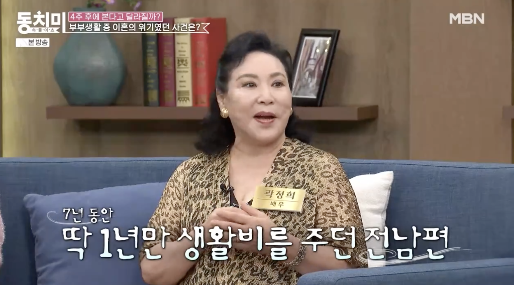 방송 동치미에서 이혼하게 된 이유에 대해 고백하는 배우 곽정희