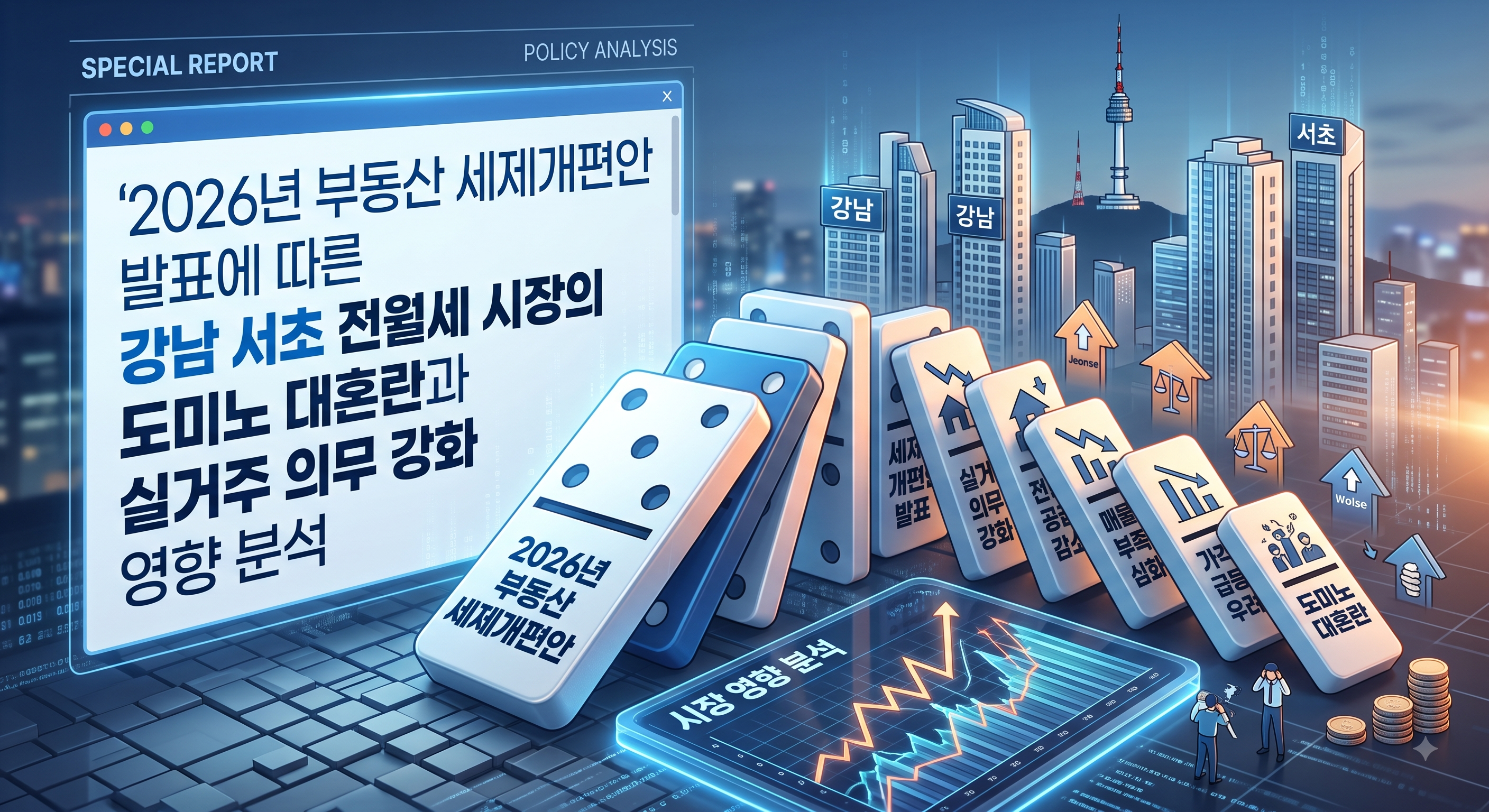 2026년 부동산 세제개편안 발표에 따른 강남 서초 전월세 시장의 도미노 대혼란과 실거주 의무 강화 영향 분석