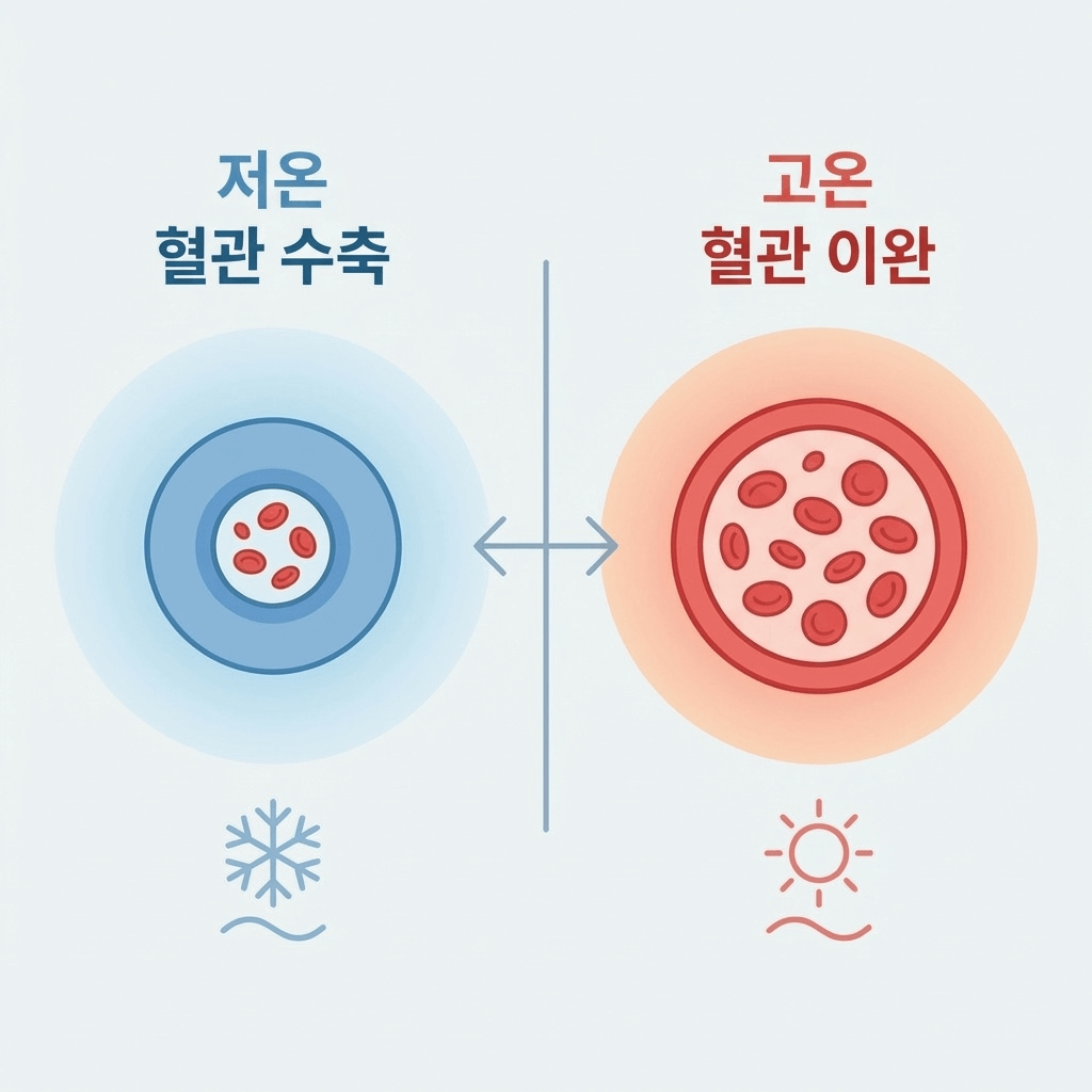 환절기 기온 변화에 따른 혈관 수축 과정 인포그래픽