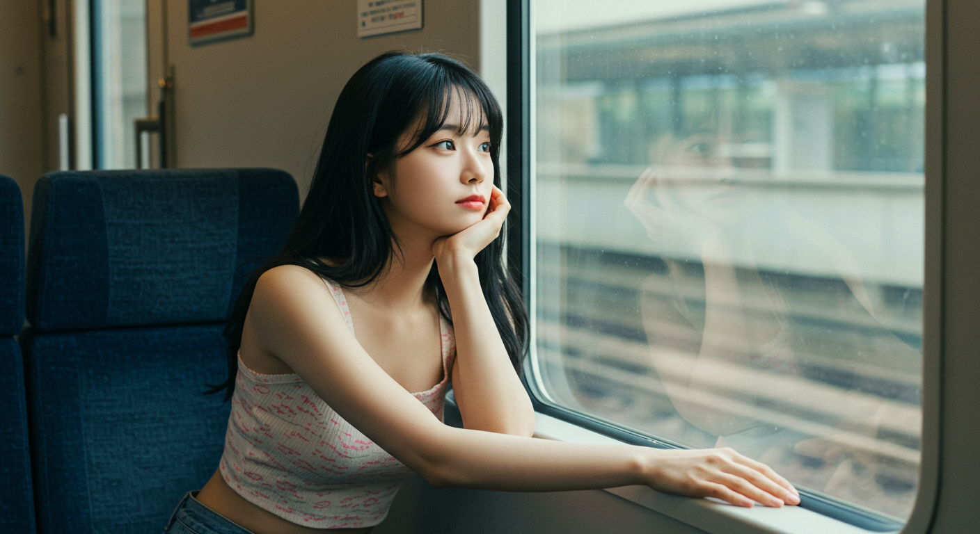 기차여행을 하는 여자.