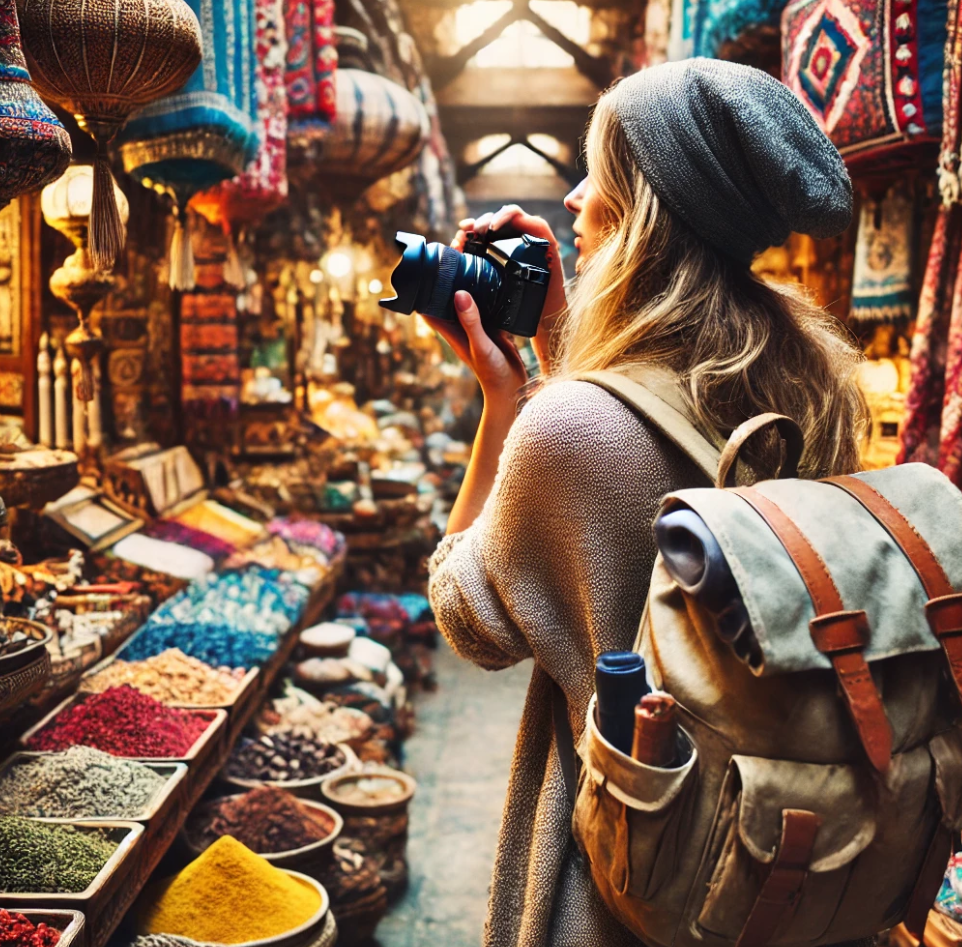 혼자 여행하는 모습