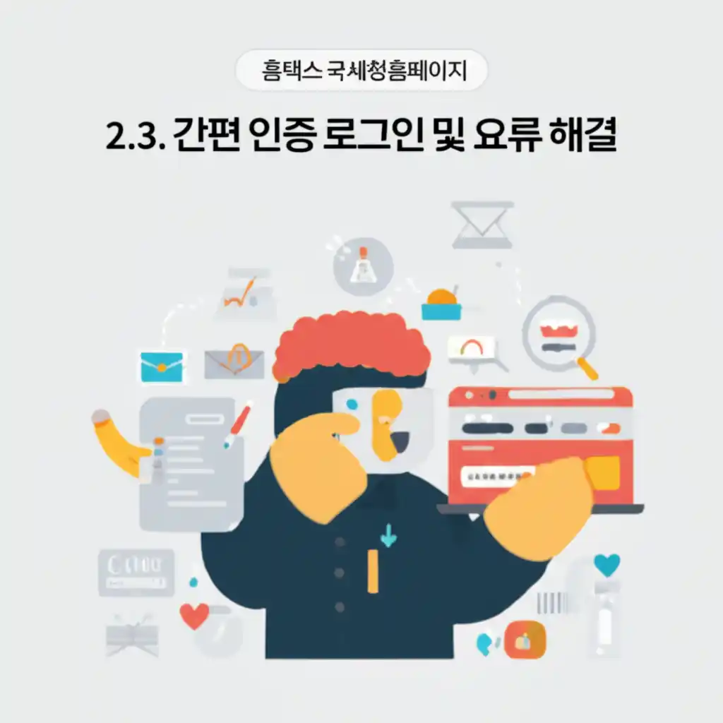 홈택스 국세청홈페이지 간편 인증 로그인 및 오류 해결 화면 설명