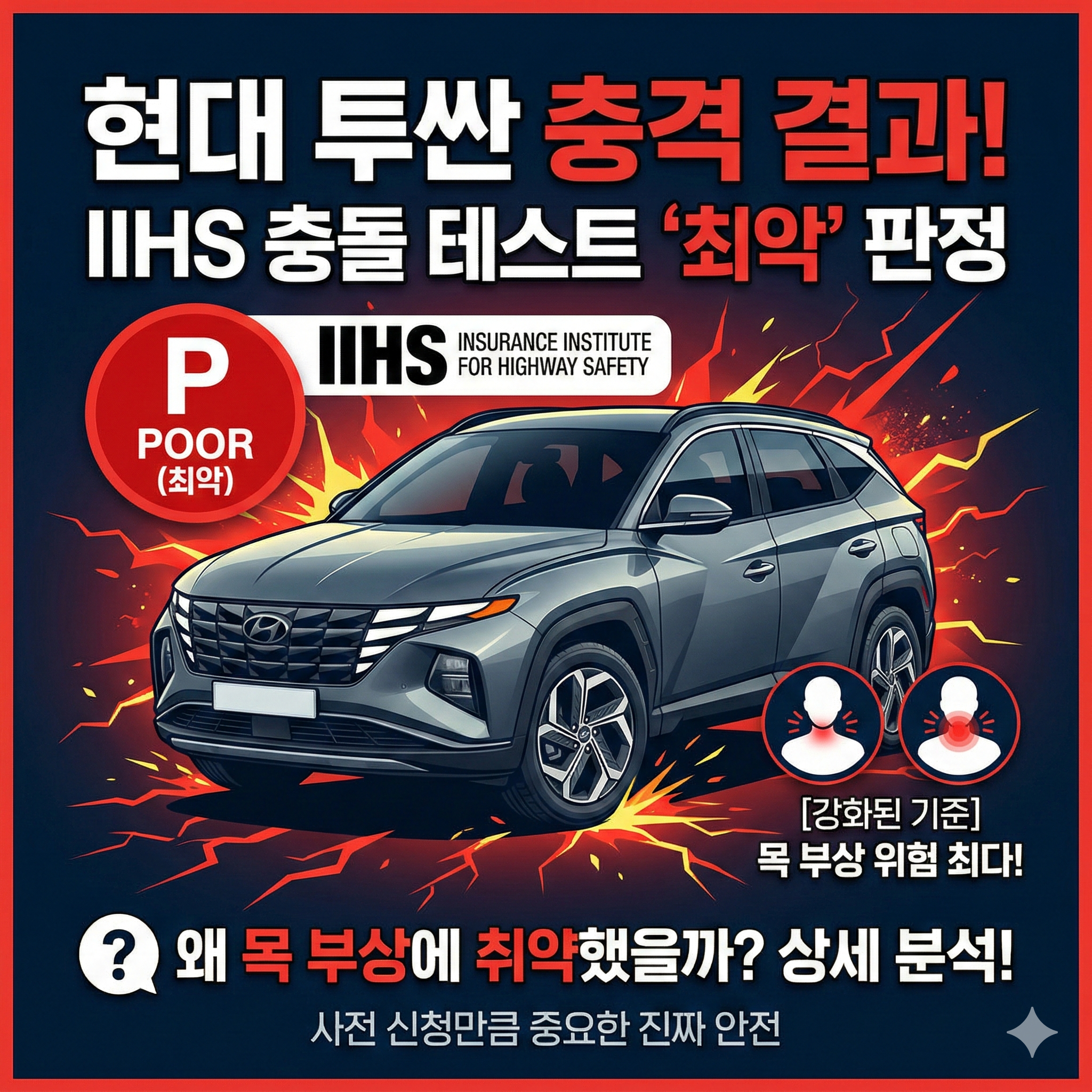 현대 투싼 IIHS 충돌 테스트 '최악' 등급? SUV 구매 전 반드시 확인해야 할 안전성 이슈