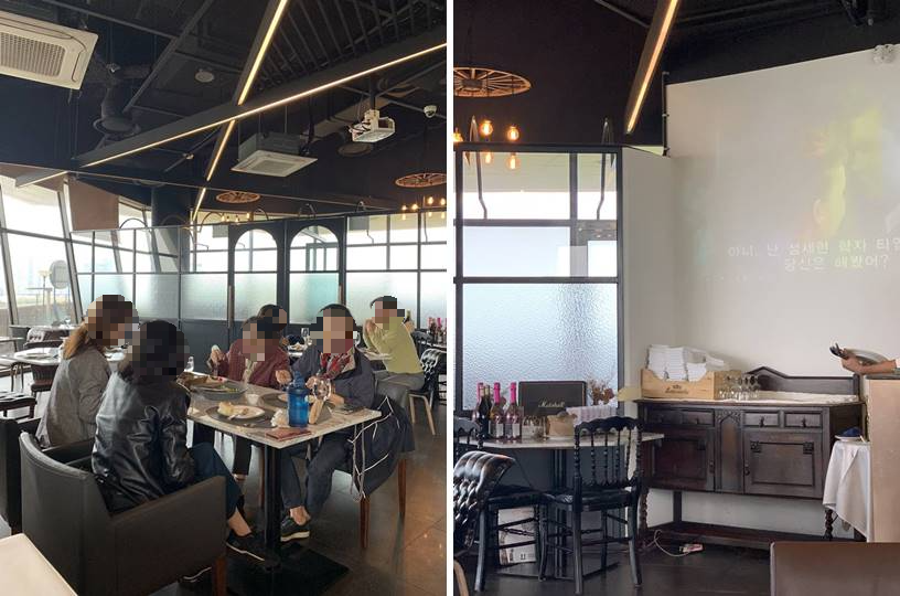 내부 테이블 자리 및 인테리어