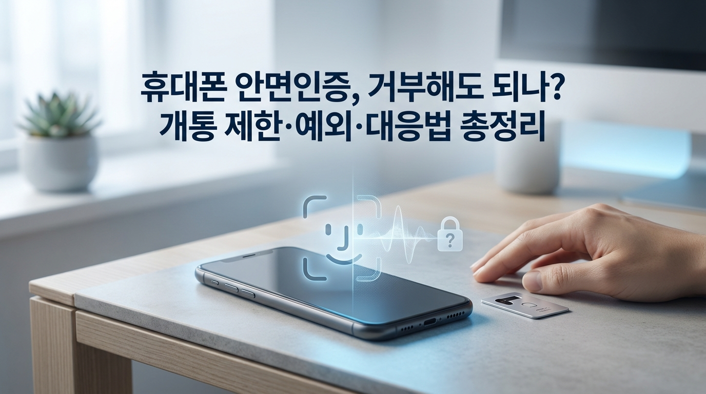 휴대폰 안면인증 거부해도 개통 가능할까? 비대면 개통 시 필수인 안면인증의 대안 3가지, 예외 대상자 조건, SKT·KT·LG U+ 정책 비교, 실전 대응 가이드까지 총정리. 대면 개통·영상통화 본인확인 방법 안내