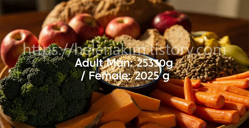 식이섬유 하루 권장량 이미지.