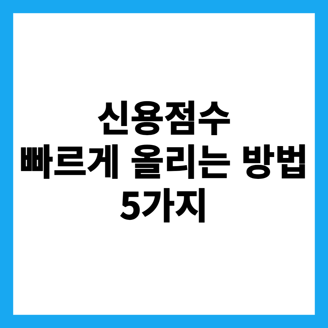 신용점수 빠르게 올리는 방법 5가지