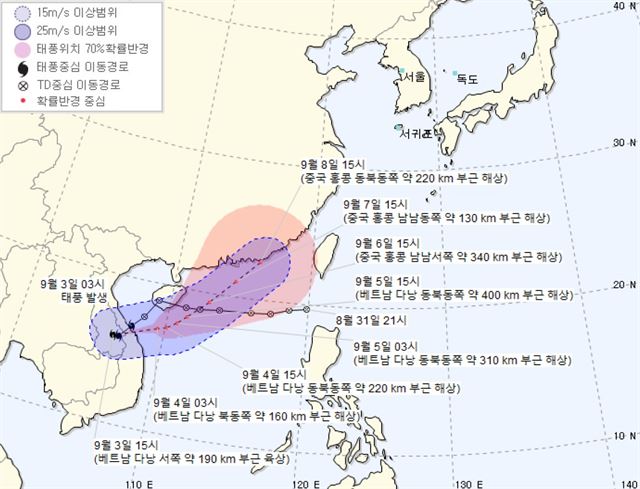 13호 태풍 경로 예상