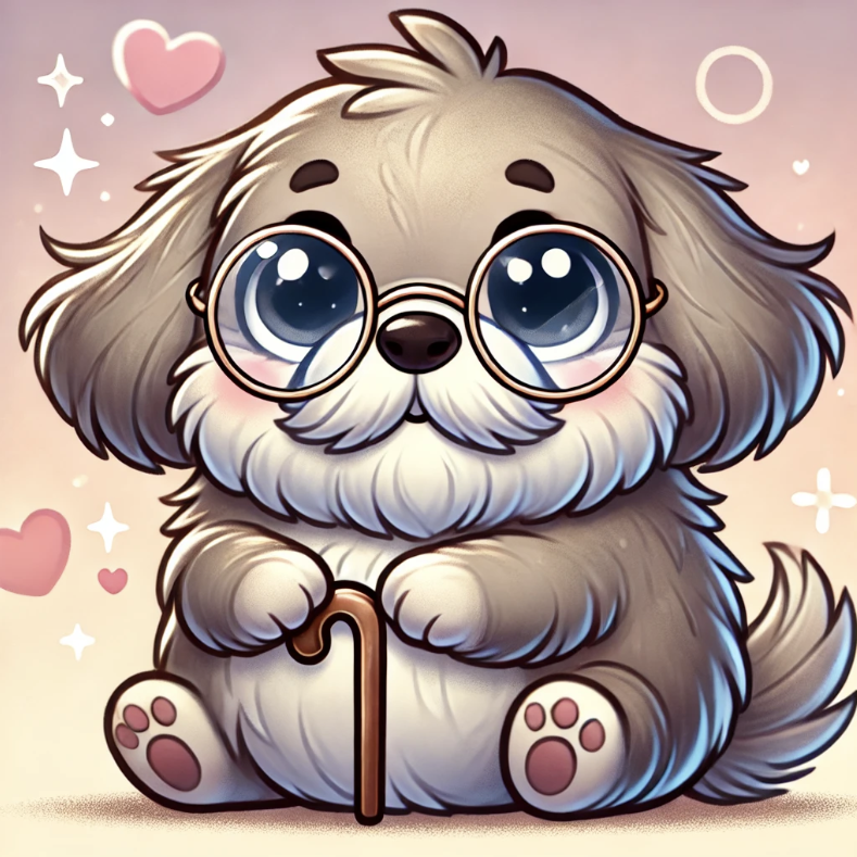 나이 많은 강아지를 표현한 사진