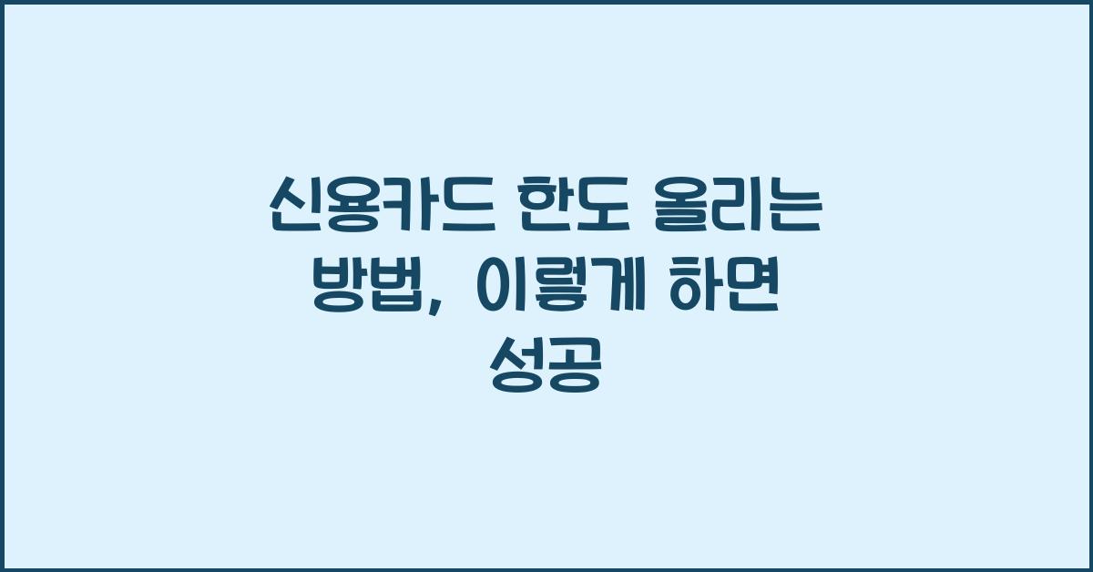 신용카드 한도 올리는 방법