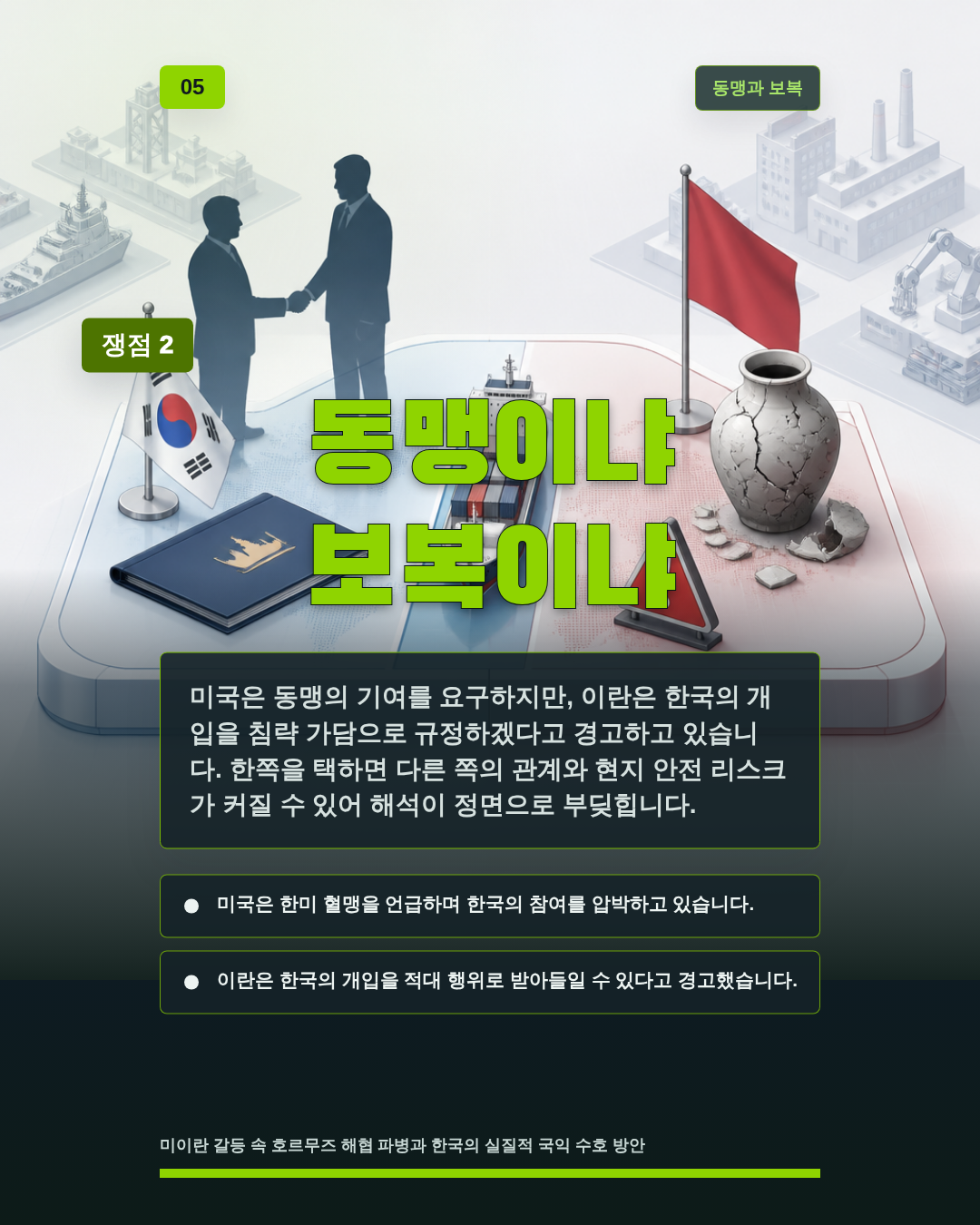 동맹이냐 보복이냐