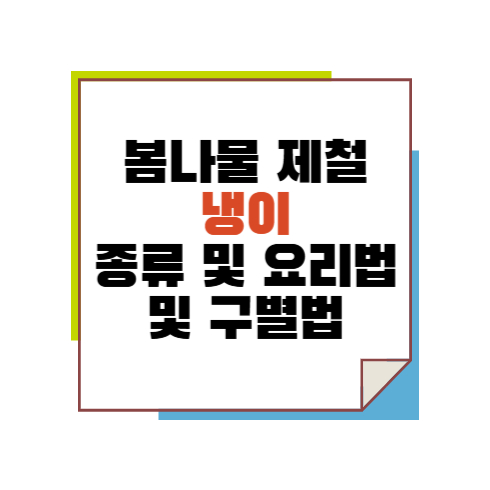 봄나물 제철 냉이 종류 및 요리법 및 구별법