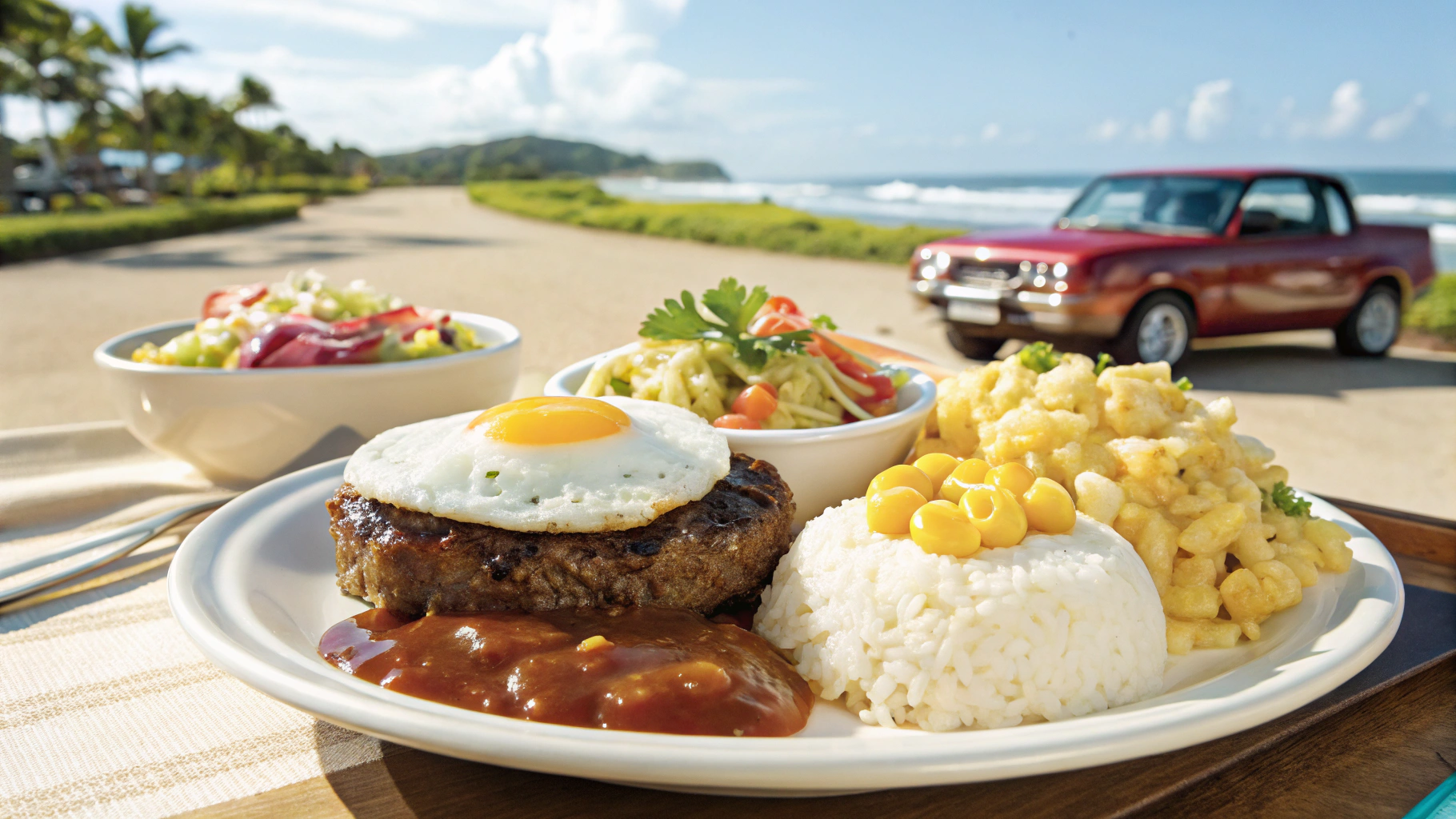 Rainbow Drive-In – 가성비 하와이 현지식
하와이판 백반 느낌의 로컬 플레이트 런치를 즐기고 싶다면
레인보우 드라이브인은 꼭 가봐야 할 곳입니다.
햄버그 스테이크, 닭튀김, 볶음밥 등 다양한 옵션을
한 그릇에 다 담은 구성으로 여행 중 든든한 한 끼를 책임져줘요.