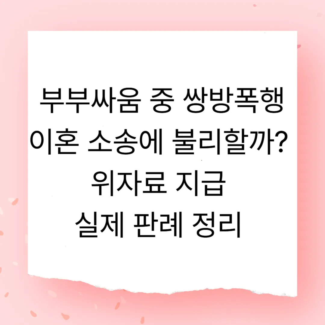 부부싸움 중 쌍방폭행, 이혼 소송에 불리할까? 위자료 지급 &amp; 실제 판례 정리 (+최신)