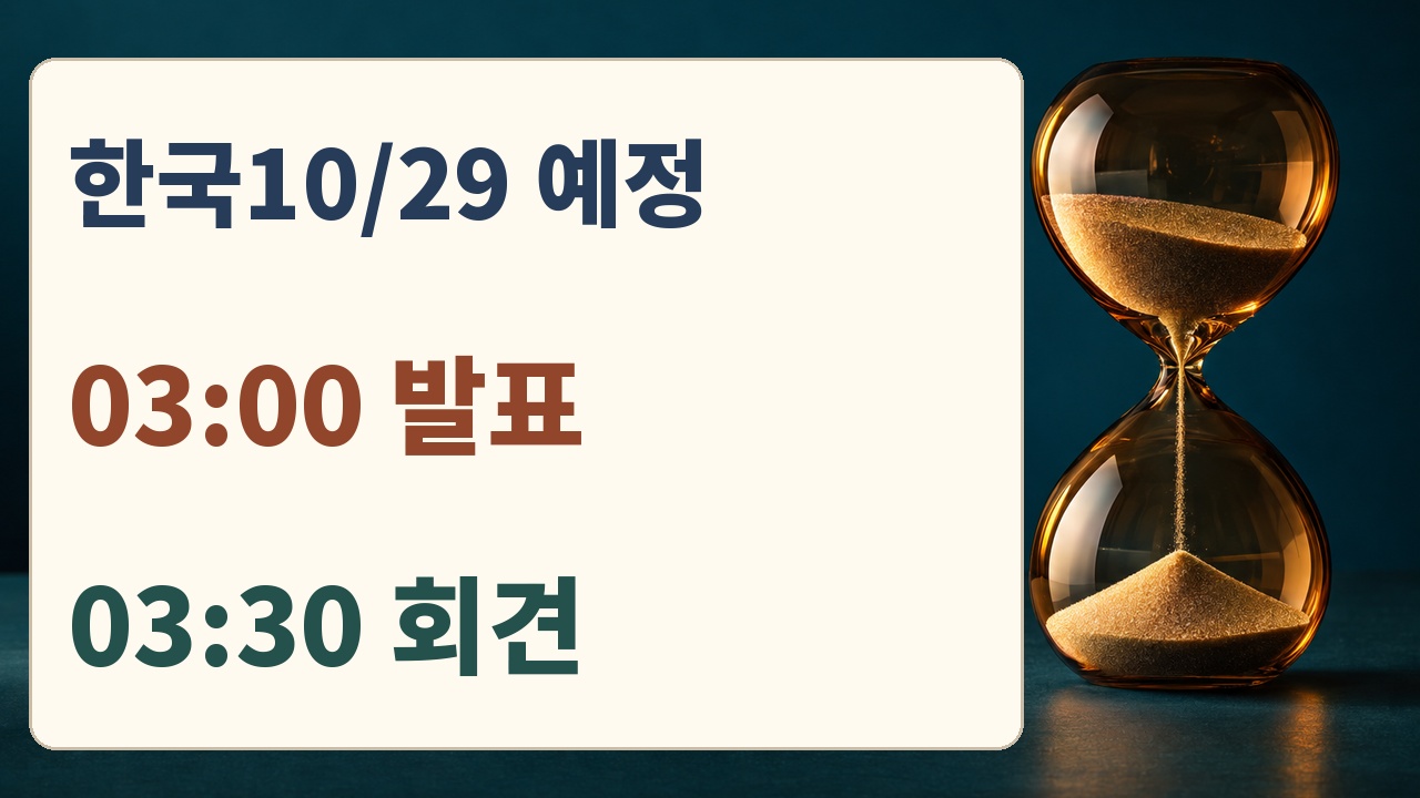 한국시간 2026년10월29일 FOMC 발표03시와 기자회견03시30분 예정 비교