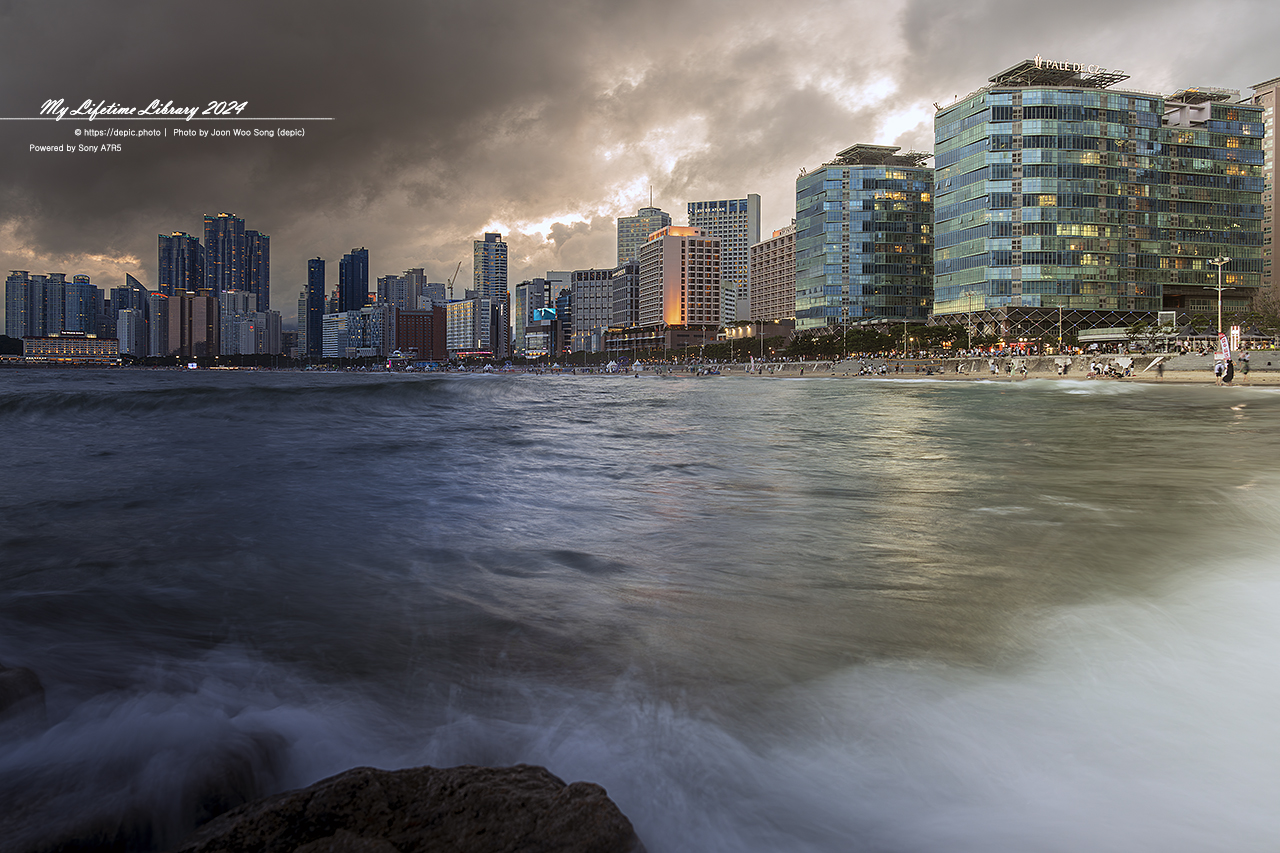 부산 해운대 바다 파도