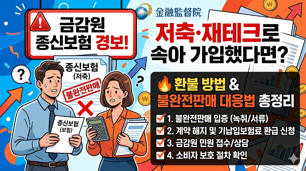 금감원 종신보험 경보! 저축·재테크로 속아 가입했다면? 환불 방법과 불완전판매 대응법 총정리