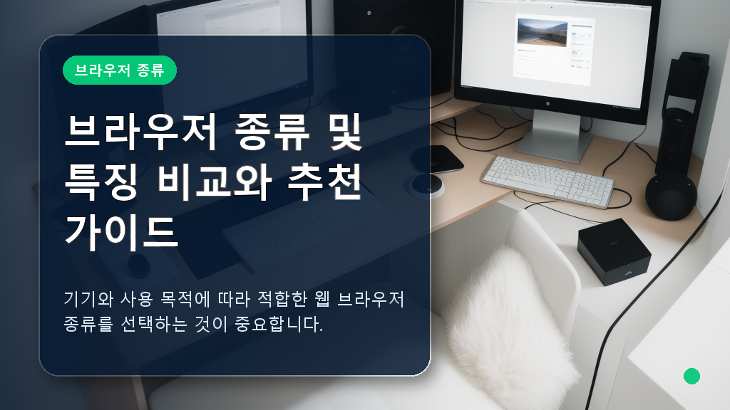 다양한 브라우저 종류 비교 아이콘이 표시된 데스크톱 모니터 화면