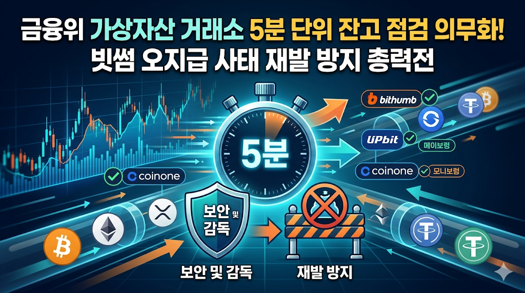 금융위 가상자산 거래소 5분 단위 잔고 점검 의무화! 빗썸 오지급 사태 재발 방지 총력전