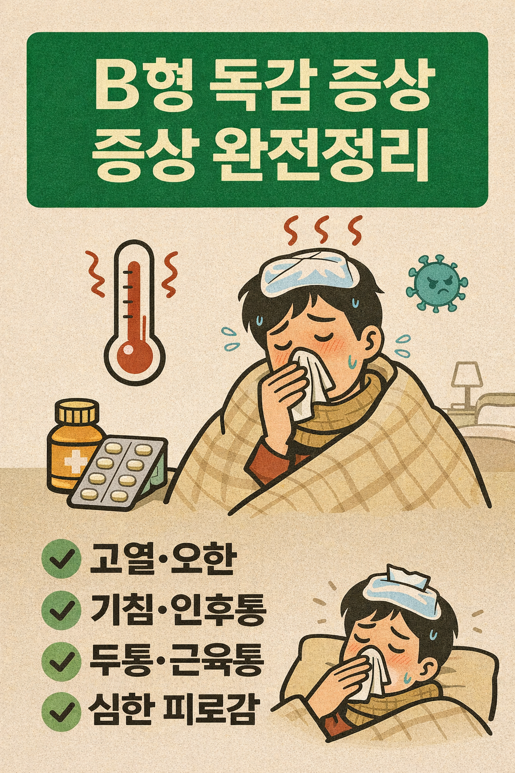B형 독감 증상 완전정리｜A형 독감&middot;감기와 차이점부터 대처법까지 한 번에
