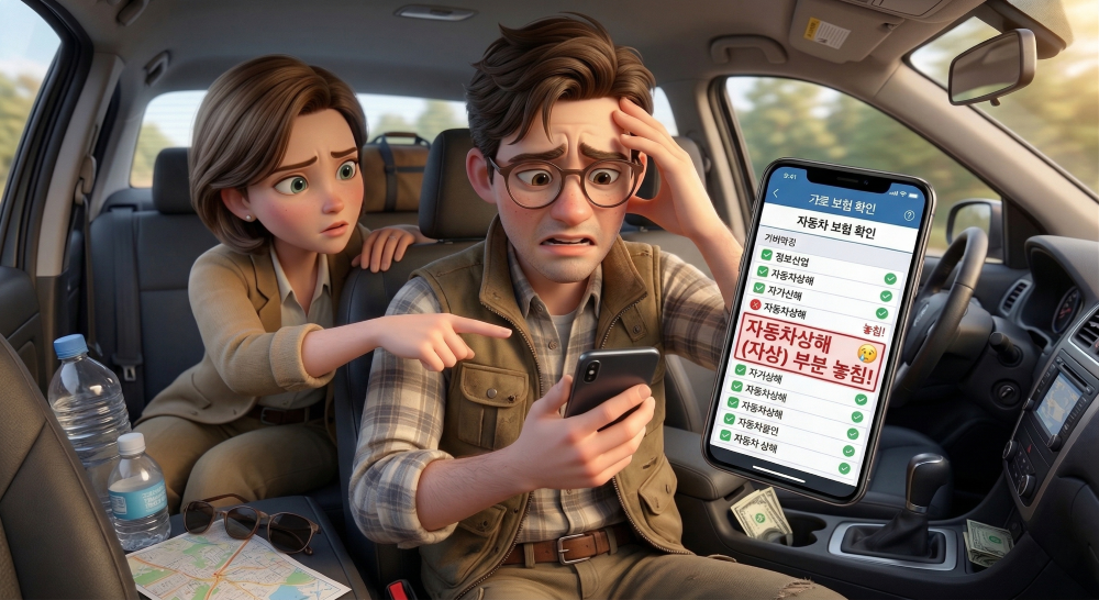 자동차보험 옵션사항을 연출한 캐릭터 이미지