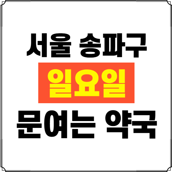 서울 송파구 일요일 약국 ❘ 24시 휴일 주말 문여는 비상 당직 약국