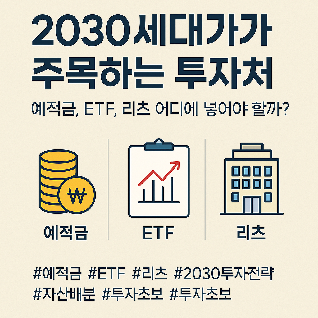 2030세대가 주목하는 투자처 &ndash; 예적금, ETF, 리츠 어디에 넣어야 할까