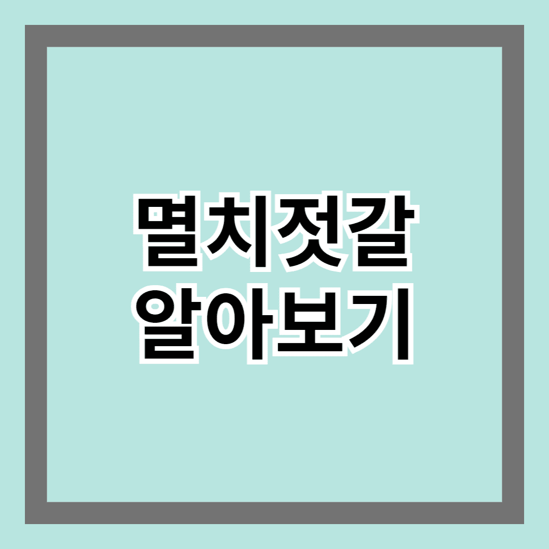 멸치젓갈 알아보기 - 감칠맛 가득한 전통 발효 식품