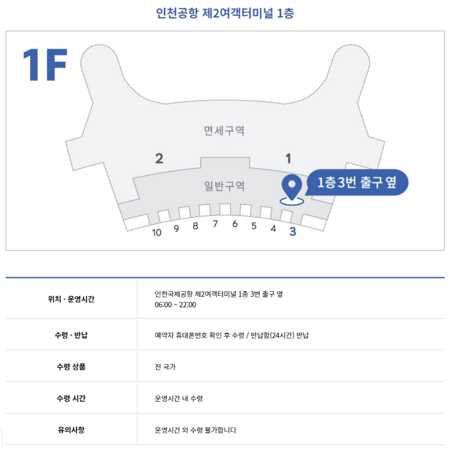 제2터미널 수령위치