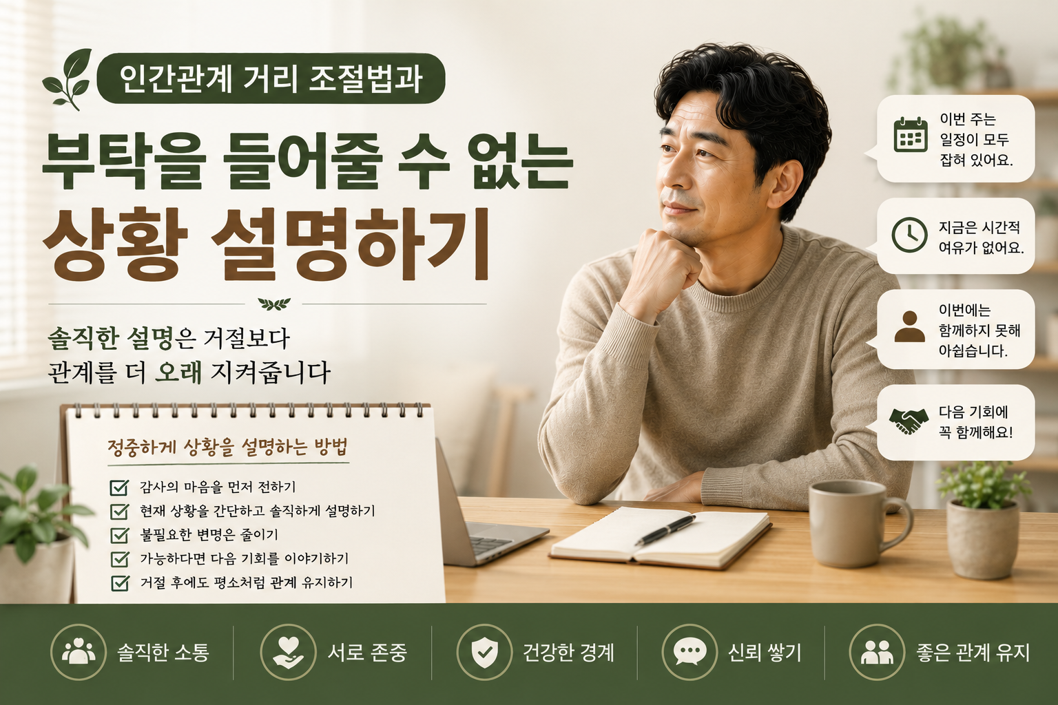 인간관계 거리 조절법과 부탁을 들어줄 수 없는 상황 설명하기