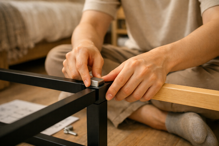 이사 시 분해와 재조립이 간편한 클릭 시스템 방식의 모듈 가구 조립.