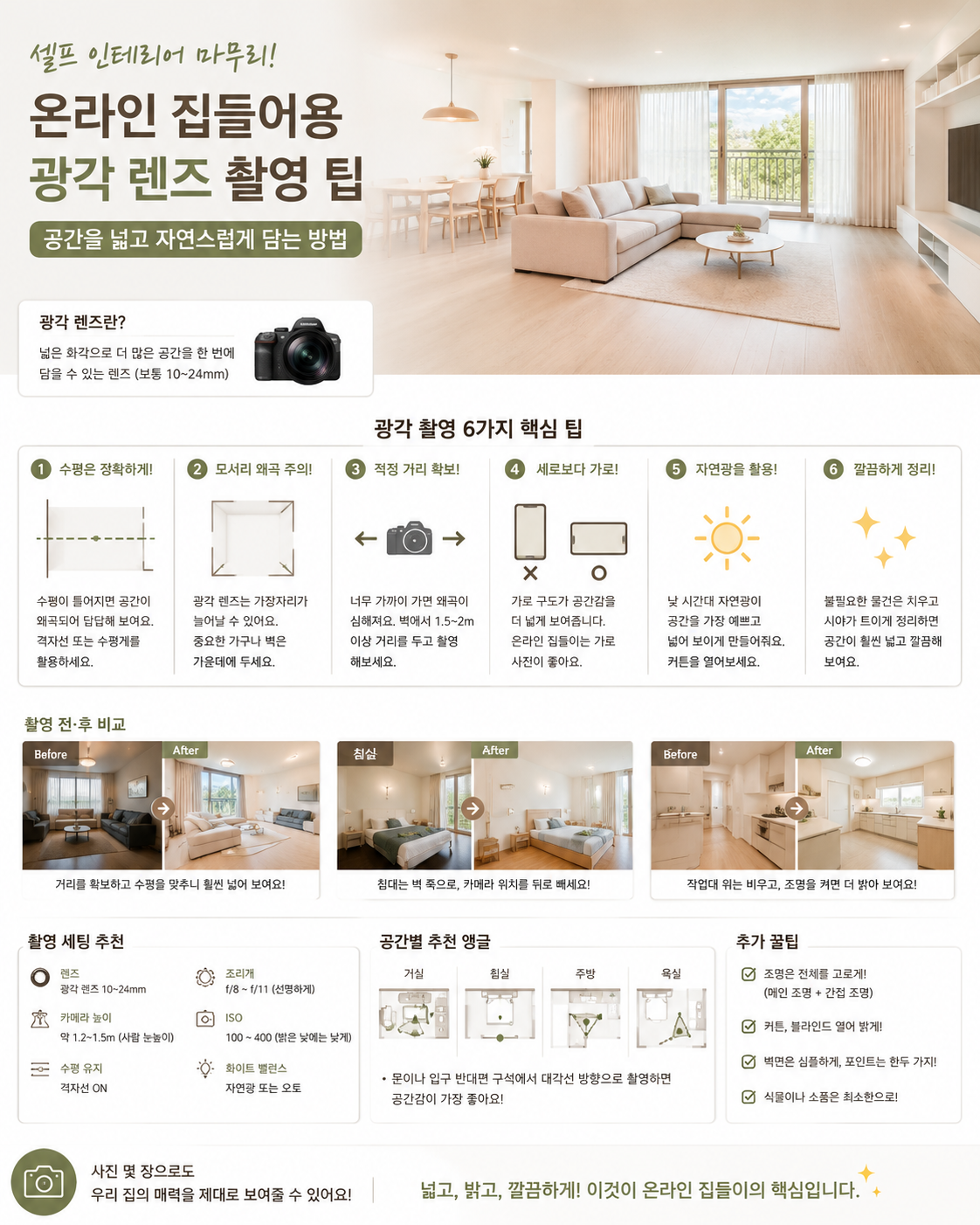 온라인 집들이용 광각렌즈 촬영 팁 가이드 이미지