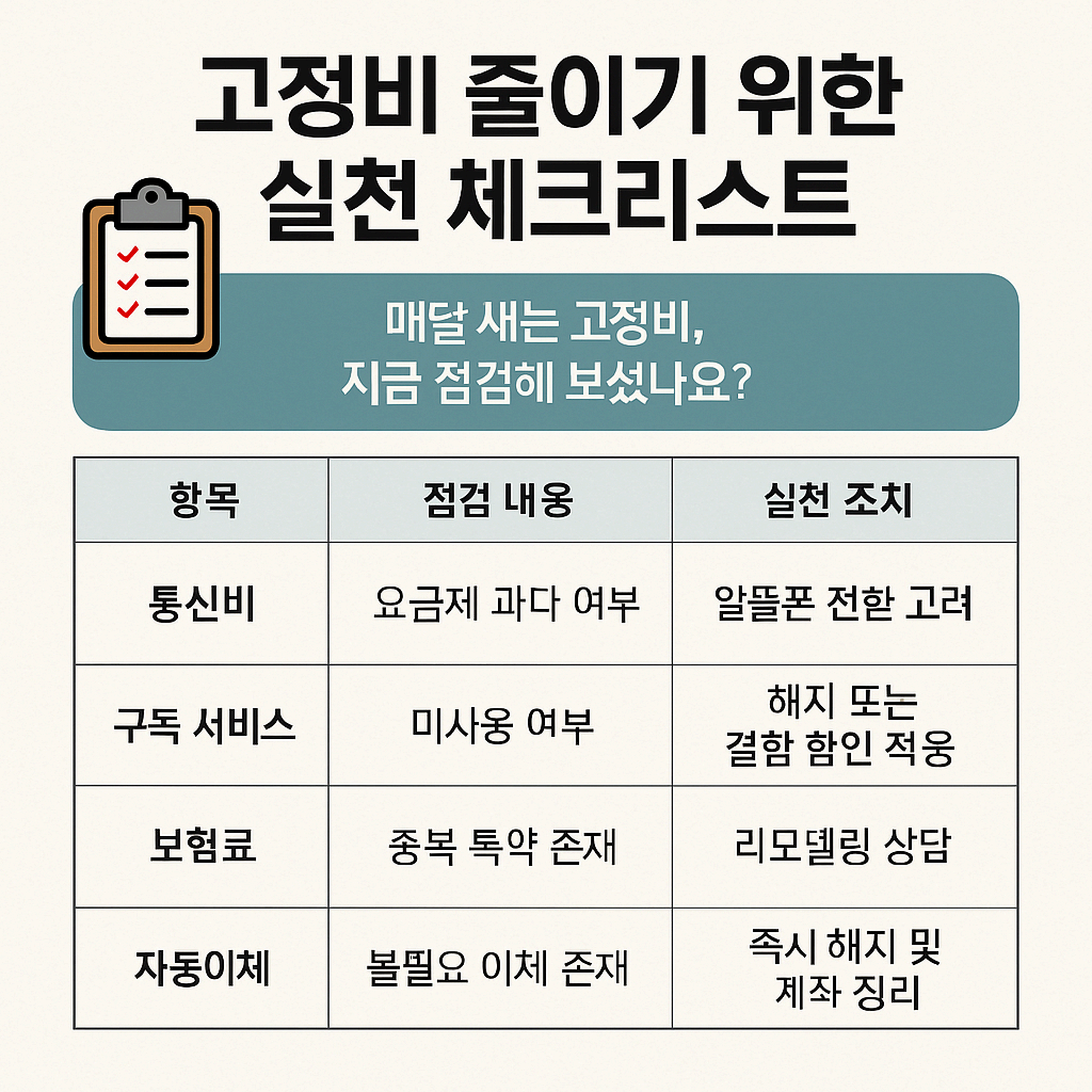고정비 줄이기 위한 실천 체크리스트