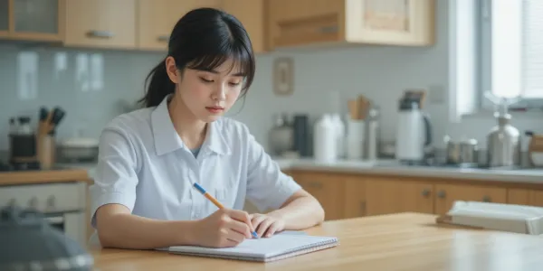 위내시경 전 금식시간과 일정을 메모장에 적어두는 준비성 있는 모습