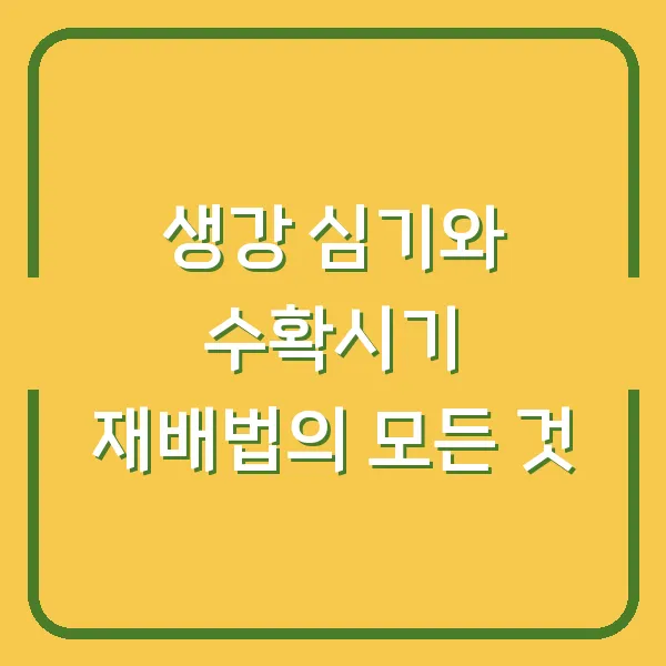생강 심기와 수확시기 재배법의 모든 것