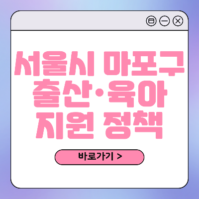 서울시 마포구 출산 육아 혜택