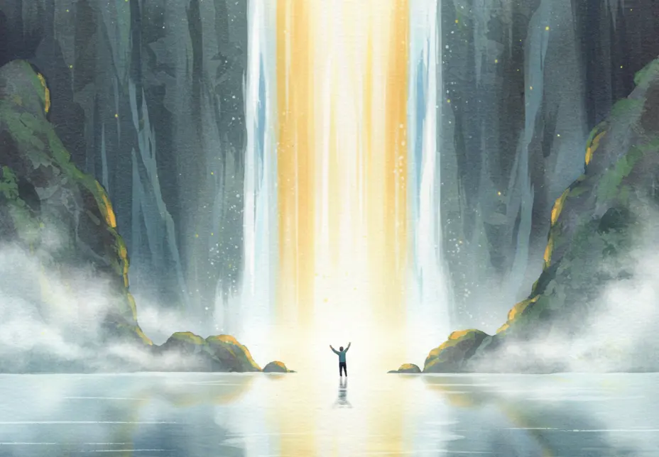 폭포 아래 서 있는 꿈