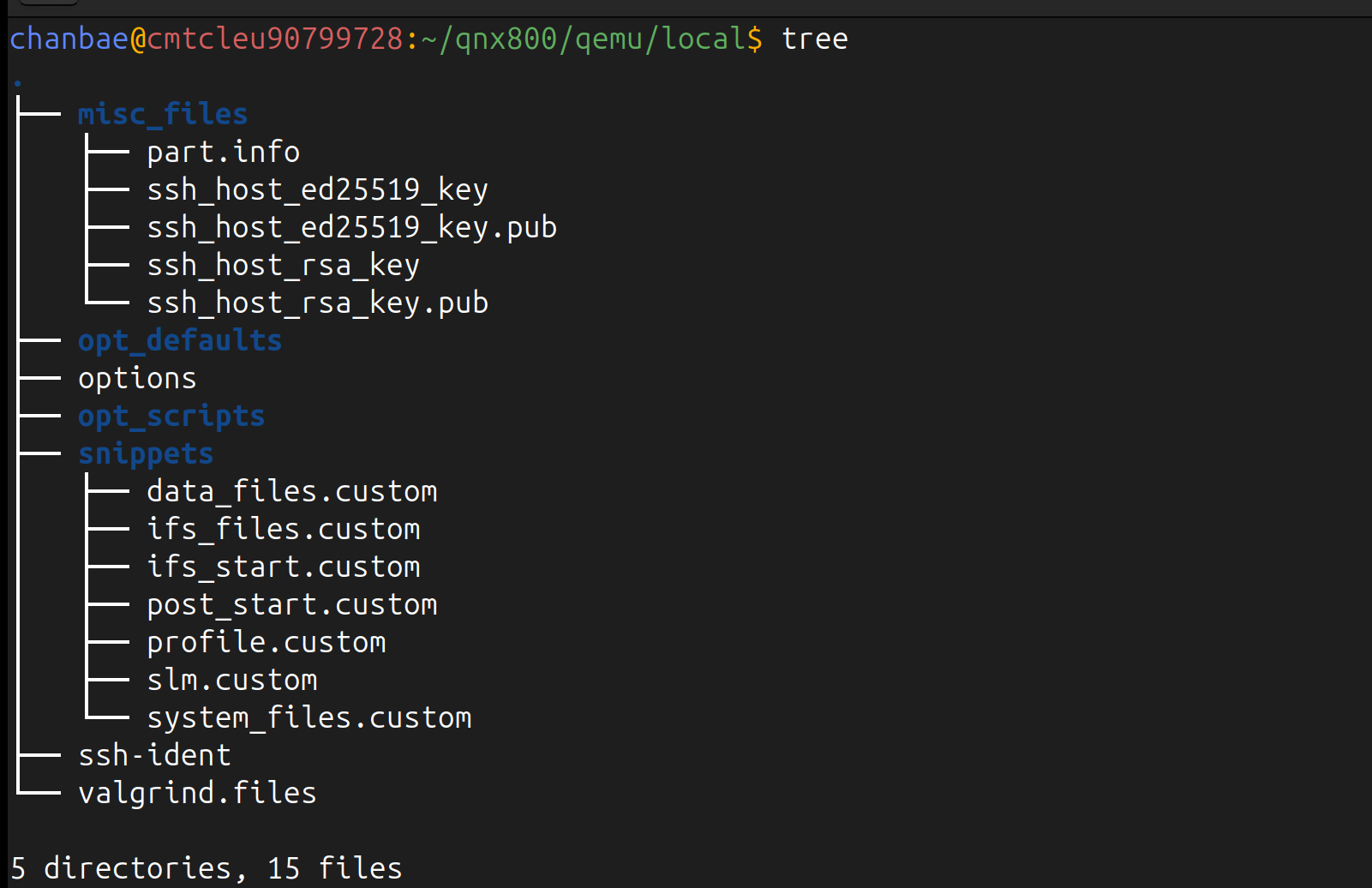 QNX QEMU 빌드후 생성된 local 디렉토리 내용
