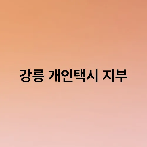 강릉 개인택시 지부