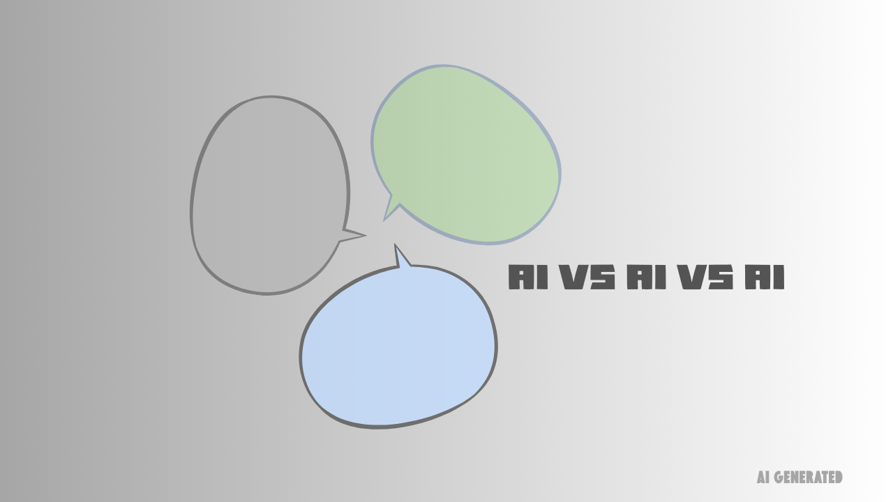 세 개의 말풍선이 서로를 향해 배치된 AI 비교 콘셉트 이미지