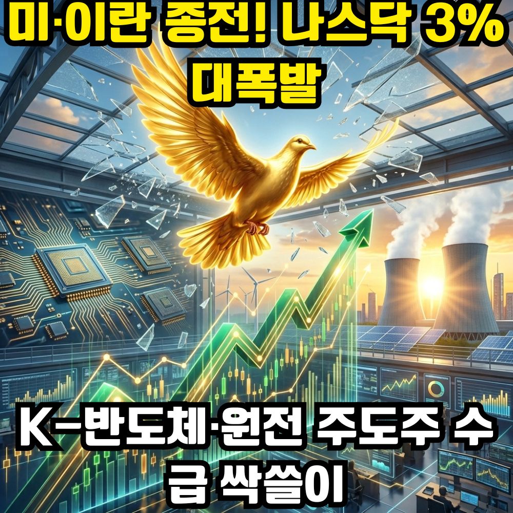 6월 16일 미 이란 종전 합의 코스피 폭등 반도체 원전 관련주 시황 분석