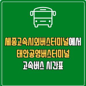 세종고속시외버스터미널에서 태안공영버스터미널 고속버스 시간표 요금 예매