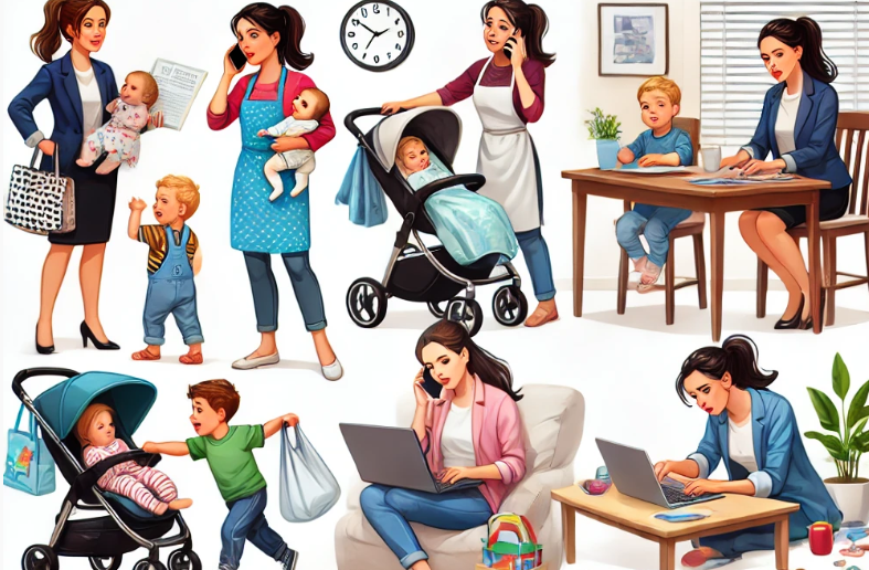 바쁜 엄마들의 모습 관한 사진